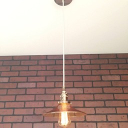 "Industrial Pendant -Chrome 8"" Flat Glass Amber Shade With Patented ""Huila Connectors" - thumbnail 2