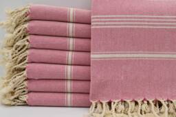 "Pink Towel, Striped Peshtemal, Cotton Towel, Turkish Towel, 40""x70" - thumbnail 1