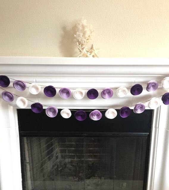 Paper Flower Garland - Wedding Nursery Decor Purple Lilac Wall Art Reception Backdrop - image 1