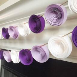 Paper Flower Garland - Wedding Nursery Decor Purple Lilac Wall Art Reception Backdrop - thumbnail 2