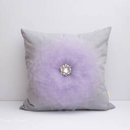 Grey Decorative Flower Pillow Cover - Floral Throw Case Nursery & Living Room Decor Boho Cushion Housewarming Gift - thumbnail 2