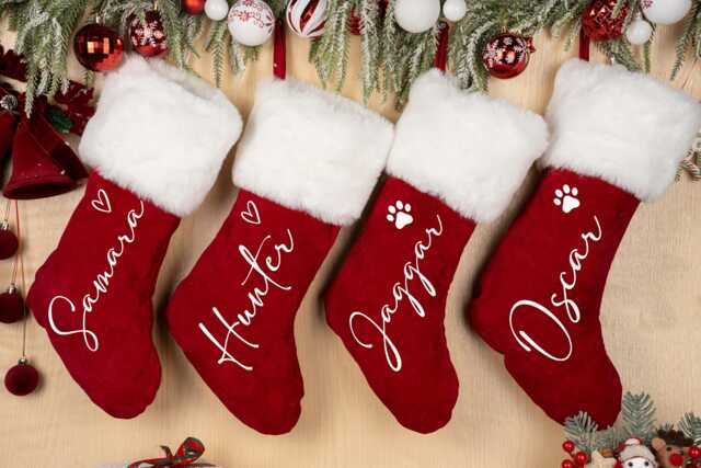 Personalized Red Plush Christmas Stocking With Name, Custom Xmas Stocking, Family Gifts, Monogram For Home, Holiday Decor - image 1