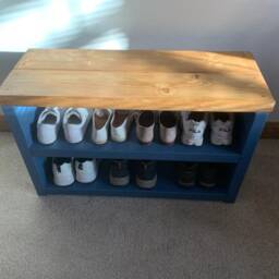 Painted Shoe Bench & Coat Rack Set Handmade Rustic Oak Shoe Bench Coat Rack Set Solid Wood Hallway Storage Oak Pine Walnut - thumbnail 4