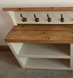 Painted Shoe Bench & Coat Rack Set Handmade Rustic Oak Shoe Bench Coat Rack Set Solid Wood Hallway Storage Oak Pine Walnut