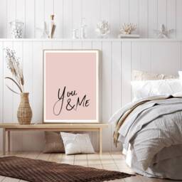 Bedroom Prints, Poster, Home Decor You & Me Print, Decor, Typography Pink Wall Gift For Her, Minimal - thumbnail 3