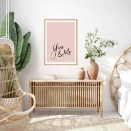 Bedroom Prints, Poster, Home Decor You & Me Print, Decor, Typography Pink Wall Gift For Her, Minimal - thumbnail 2