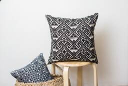 Ethnic Cushion Cover - Square Pillowcase, Decorative Pillows, Brocade Pillow, Vintage Pillow Cases - thumbnail 1