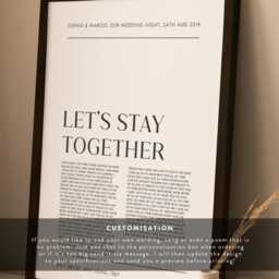 Love Song Lyric Print, Custom Wedding Gift, Anniversary Day For Wife, Husband, Personalised, Any Song, Framed Options #149 - thumbnail 2
