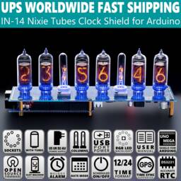 Nixie Tubes Clock In-14 Arduino Shield Gps Temp. Sensor Remote With Sockets For Boyfriend, Husband, Vintage, Glowing Clock, Gift, Steampunk