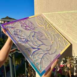 Iridescent Acrylic Rose Wall Art - Holographic Floral Artwork, Contemporary Home Decor 19.7x19.7 Inch - thumbnail 2