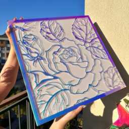 Iridescent Acrylic Rose Wall Art - Holographic Floral Artwork, Contemporary Home Decor 19.7x19.7 Inch - thumbnail 3