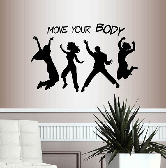 In-Style Decals Wall Vinyl Decal Art Sticker Move Your Body Words Dancing Girls Guys Dancers Team Party Lettering Mural Design 393 - image 1