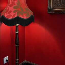 Red Floral Lampshade Handmade For Table & Floor Standard Lamp Bases, Ceiling Pendant Light Fittings - thumbnail 3