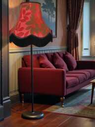 Red Floral Lampshade Handmade For Table & Floor Standard Lamp Bases, Ceiling Pendant Light Fittings - thumbnail 1