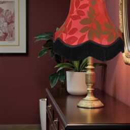 Red Floral Lampshade Handmade For Table & Floor Standard Lamp Bases, Ceiling Pendant Light Fittings - thumbnail 2
