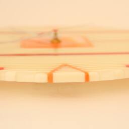 Fused Glass On-Edge Clock in Ivory-Red-Orange. On-Edge Strip Construction - thumbnail 4