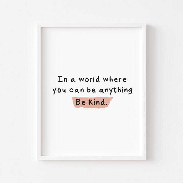 Be Kind Print Watercolour Motivational Bedroom Wall Art - Unframed - image 1