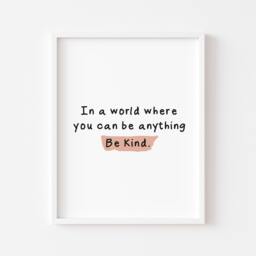 Be Kind Print Watercolour Motivational Bedroom Wall Art - Unframed - thumbnail 1