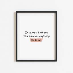 Be Kind Print Watercolour Motivational Bedroom Wall Art - Unframed - thumbnail 3