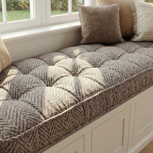 Linen Window Seat Cushion, Indoor French Style Floor Nook Cushion - image 1