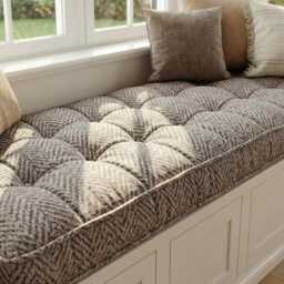 Linen Window Seat Cushion, Indoor French Style Floor Nook Cushion - thumbnail 1