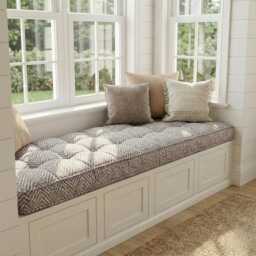 Linen Window Seat Cushion, Indoor French Style Floor Nook Cushion - thumbnail 2