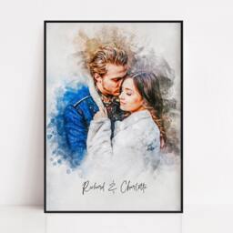 Watercolor Couple Portrait, Custom Personalised Illustration From Photo, Boyfriend Girlfriend Gift, Valentines Day Gift For Her Him, Print - thumbnail 1