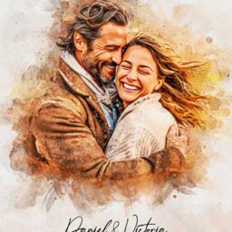Watercolor Couple Portrait, Custom Personalised Illustration From Photo, Boyfriend Girlfriend Gift, Valentines Day Gift For Her Him, Print - thumbnail 2