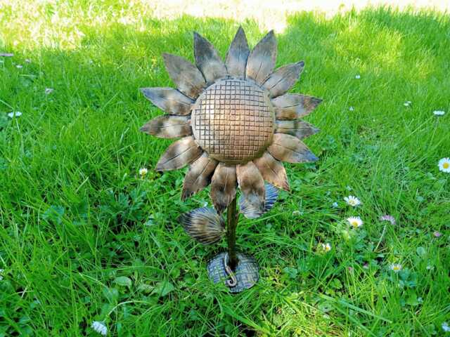 Sunflower Sculpture Metal 6Th Wedding Gift Blacksmith Sunflower Steel Rose Forged Iron Anniversary - image 1