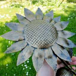 Sunflower Sculpture Metal 6Th Wedding Gift Blacksmith Sunflower Steel Rose Forged Iron Anniversary - thumbnail 3