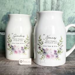 Personalised If ... Were Flowers I'd We'd Pick You Mum Nanna Grandma Home Wildflower Lavender Floral Ceramic Small Vase Jug Mug Birthday Gift - thumbnail 3