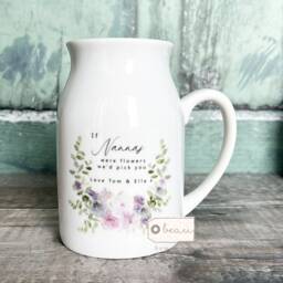 Personalised If ... Were Flowers I'd We'd Pick You Mum Nanna Grandma Home Wildflower Lavender Floral Ceramic Small Vase Jug Mug Birthday Gift - thumbnail 1
