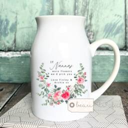 Personalised If ... Were Flowers I'd We'd Pick You Mum Nanna Grandma Home Wildflower Lavender Floral Ceramic Small Vase Jug Mug Birthday Gift - thumbnail 2