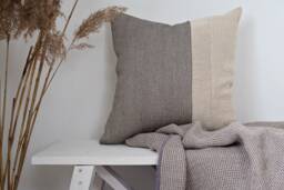 Linen Pillow Cover 18x18 Inches Color Block Pillowcase Different Sizes - thumbnail 1