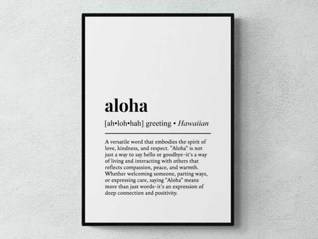 Aloha Hawaiian Word Definition Gift Wall Art Print - image 1