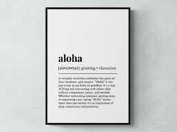 Aloha Hawaiian Word Definition Gift Wall Art Print - thumbnail 1