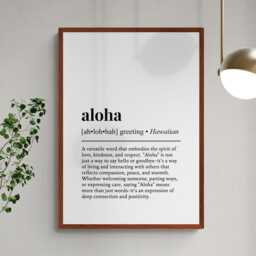 Aloha Hawaiian Word Definition Gift Wall Art Print - thumbnail 2