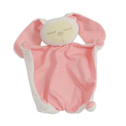 Personalized White Bunny Blankie, Handmade Baby Sleep Toy, Softie With Birth Stats - thumbnail 3