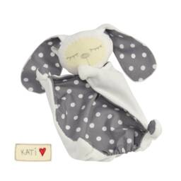 Personalized White Bunny Blankie, Handmade Baby Sleep Toy, Softie With Birth Stats