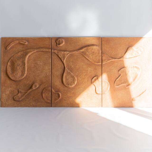 Wabi Sabi Wall Art, Organic Biomorphic Wall Sculpture Dimensional, Modern Large Art, Terracotta Sand Color Unique Artwork, Abstract Art - image 1
