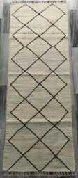 Nordic Runner Kilim Rug, Modern Artisan Scandinavian Afghan Turkish Abstract Art Wool Rug 187x66 cm - thumbnail 1