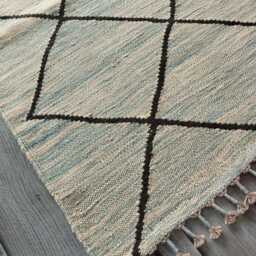Nordic Runner Kilim Rug, Modern Artisan Scandinavian Afghan Turkish Abstract Art Wool Rug 187x66 cm - thumbnail 2