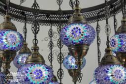 15 Ball Turkish Sultan Mosaic Chandelier Multi-Color - thumbnail 1