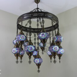 15 Ball Turkish Sultan Mosaic Chandelier Multi-Color - thumbnail 3