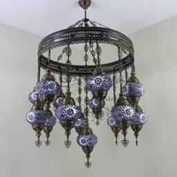 15 Ball Turkish Sultan Mosaic Chandelier Multi-Color - thumbnail 2