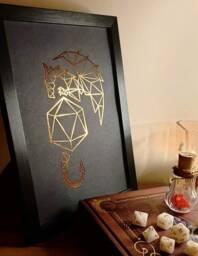 A4 Metallic Foil Dnd Dice Dragon Wall Art, Fantasy Print in Copper, Gold, Silver Or Rose Gold - thumbnail 1