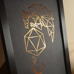A4 Metallic Foil Dnd Dice Dragon Wall Art, Fantasy Print in Copper, Gold, Silver Or Rose Gold - thumbnail 2