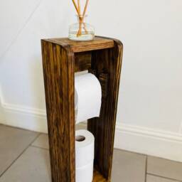 Reclaimed Wood Toilet Roll Holder Burnt Effect, Handmade - thumbnail 2
