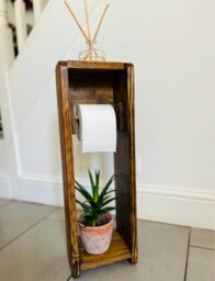 Reclaimed Wood Toilet Roll Holder Burnt Effect, Handmade - thumbnail 1