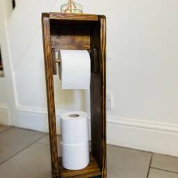 Reclaimed Wood Toilet Roll Holder Burnt Effect, Handmade - thumbnail 3